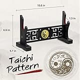 Ekkhysis Taichi Sword Stand Padded Hook Katana Stand Holder Display Hanger for Light Saber Samurai Sword Cosplay Blade Tanjirou Demon Slayer Genshin Impact Weapon Display Stand (1-Tier)