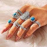 17 MILE 82 Pcs Vintage Silver Knuckle Rings Set for Women, Bohemian Stackable Joint Finger Rings, Retro Stone Crystal Stacking Midi Rings Pack (Silver)