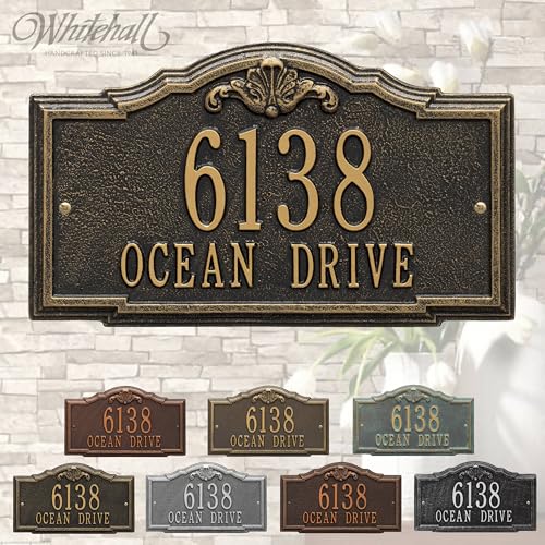 Whitehall Gatewood Address Plaque, Personalized House Number Sign, Cast Metal Custom Address Plaque for House Numbers, Wall Mounted Sign
