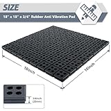 Flamorrow Anti Vibration Pad, 18 x 18 x 3/4 inches Heavy Duty Rubber Anti-Vibration Isolation Pad for Air Compressor, HVAC, Air Conditioner Unit, Treadmill, Dryer and Washer