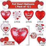 KatchOn, Big Teddy Bear Balloons Set - 40 Inch, Pack of 13 | Valentines Day Balloons, I Love You Balloons, Valentine Foil Balloons | Valentines Decorations, Red Heart Balloons for Romantic Decorations