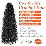 8 Packs of 55-Inch Wavy Small Box Braids Crochet Hair - Knots, Curls, and Waves with ZiZi Braids - Synthetic Hand Crochet Extensions - 28 Strands/Pack - Ideal for Black Women(1B)