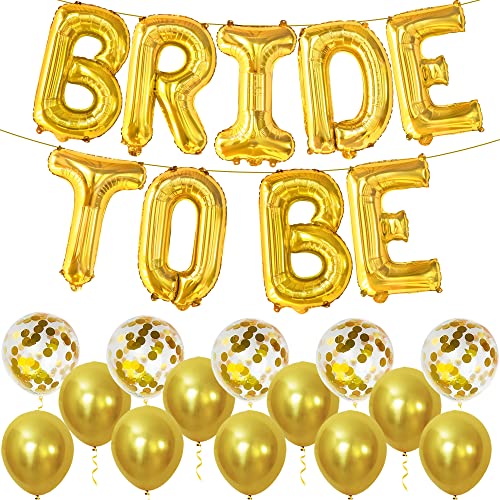 KatchOn Gold Bride To Be Balloon Set - 16 Inch, Pack of 23 | Gold Latex Balloons for Bachelorette Party, Bridal Shower Decorations | Bride To Be Decor