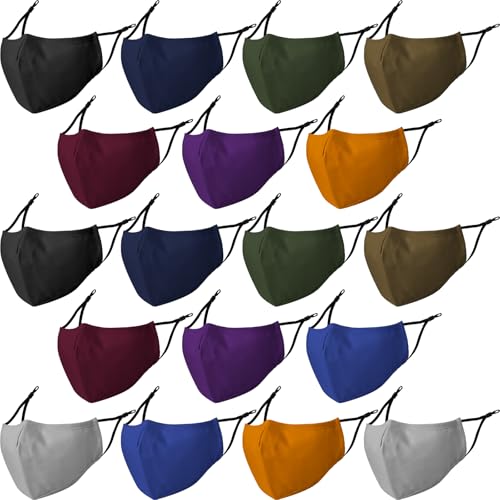 ATZNZIK 18 Pack Reusable Cloth Face Masks Washable Cotton Face Mask Adjustable Breathable Fabric Mask for Men Women