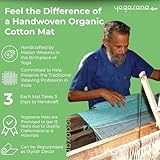 Yogasana Organic Cotton Yoga Mat Non Slip - Hand-Woven Foldable Yoga Rug Provides Excellent Comfort, Traction & Support - Travel Extra Thick Yoga Mats for Indoor & Outdoor Use - 24 x 72 Inches, Water