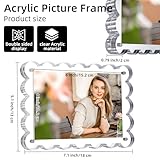 Chivalral 3 Pack Acrylic Picture Frame: 4x6inch Magnetic Picture Frames, Double Sided Magnet Frames,10+10mm Thick Block, Clear Photo Scalloped Frames Freestanding for Desktop Display