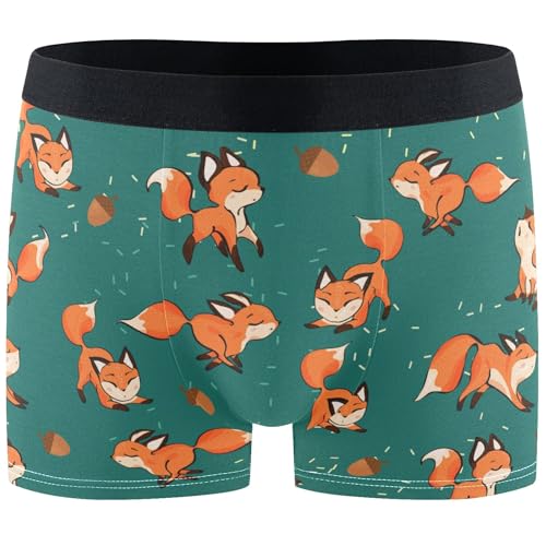 visesunny Men's Boxer Briefs Fox Animal Pattern Soft Breathable Underwear Comfort Stretch Waistband Underpants L