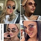 DreamCalf Retro Oval Sunglasses for Women Classic Round Designer Sun Glasses UV400 Protection Gold Metal Frame Shades