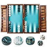 Pointworks 20 Inch Large Backgammon Sets for Adults, Green Backgammon Board, Solid Wood. Removable Accessory Tray, Premium 1.5 Inch Checkers & Dice Set, Backgammon Game Set Backgammon Table