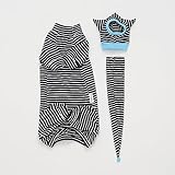 SNIXfever Sphynx Cat Clothes Black Stripe Breathable Shirts Suit, Pet Hat and Shirt Set (Medium)