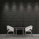 Art3d Black Large PVC 3D Wall Panels for Interior Wall Décor, Drop Ceiling Tile 2x4, 3D Textured Wavy Wall Panels Decorative, Pack of 6 Tiles(47.2"×23.6")