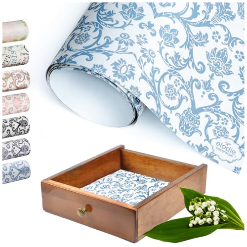 Elodie Essentials 6 Scented Drawer Liners for Closet Shelves, Home Essentials, Cabinets, Dresser - Non-Adhesive Royal Damask Print Paper Sheets - 14" x 19.5" Drawer Liner Shelf Paper