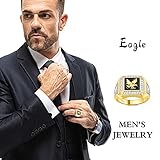 DOHAOOE Men's 14K Gold Eagle Band Ring Cubic Zirconia American Eagle Ring (gold, 8)