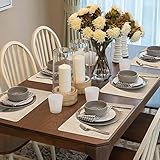 Maxpearl Faux Leather Placemats Set of 6 - Waterproof - Wipe Clean - Heat Resistant - Anti Slip Dining Table Place Mats, Suitable for Indoor & Outdoor Use, 17’’×12’’, Beige