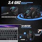 UtechSmart Venus Pro RGB Wireless MMO Gaming Mouse, 16,000 DPI Optical Sensor, 2.4 GHz Transmission Technology, Ergonomic Design, 16M Chroma RGB Lighting, 16 programmable Buttons, Up to 70 Hours