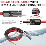 Vansdon 2x60 Feet Solar Panel Extension Cable, 10AWG Solar Cable, Solar Panel Cable with Female and Male Waterproof Connectors for RV, Photovoltaic Systems (60FT Red + 60FT Black)