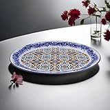 Portugal Ceramic Oval Platter - Traditional Blue and Orange Tile Azulejo Floral Design - Handcrafted, Made in Portugal - Unique and Versatile Serving Dish