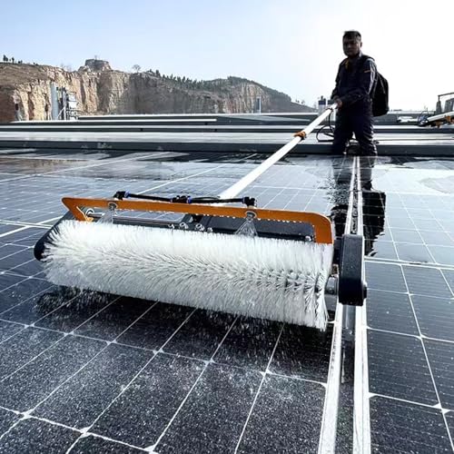 Yadlan Electric Solar Photovoltaic Panel Cleaning, Solar Panel Cleaning Kit with Extension Pole, Professional Long Reach Soft Brush for Solar Panel Cleaning Rotary Photovoltaic Cleaning Equipment