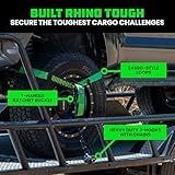 Rhino USA Car Tie Down Straps for Trailers with J Hooks (4-Pack) - 2 Inch x 8 Feet (10,000lb Break Strength) - Heavy Duty T-Handle Car Hauler Tire Straps for Trailer & UTV with Lasso Straps - Green