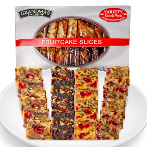 Beatrice Bakery Co Variety Wrapped Fruitcake Slices, Real Fruit and Nuts Freshly Made, Brandy, Bourbon and Rum Fruitcake, Est. 1917 (Fruitcake Slices Variety Pack)