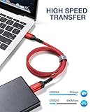 JSAUX Hard Drive Cable [2 Pack,0.3M+1M] USB 3.0 A to Micro B Nylon Cable Compatible with Portable External Hard Drives,WD Elements,Seagate Expansion,Toshiba,Samsung M3 1TB/Galaxy S5/Note 3-Red