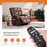 Sweetcrispy Recliner Chair with Vibrating Massage and Heating, Home Theater Seating with Lumbar Support, Adjustable Electric Power Lift Chairs with Cup Holders Remote Control for Living Room, Brown