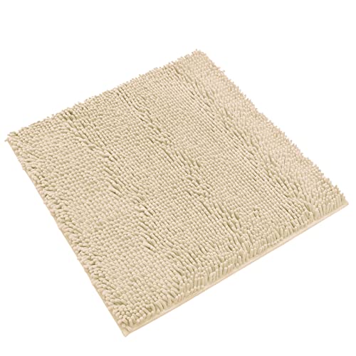 Non-Slip Bath Rug,Extra Soft Microfiber Bedroom Shag Carpet with Anti-Slip Backing,Water/Dust Absorbent Fast Dry Shower Mat,Sound Insulated Stairs Pad,Machine Washable (Beige,24 x 24 Inches)