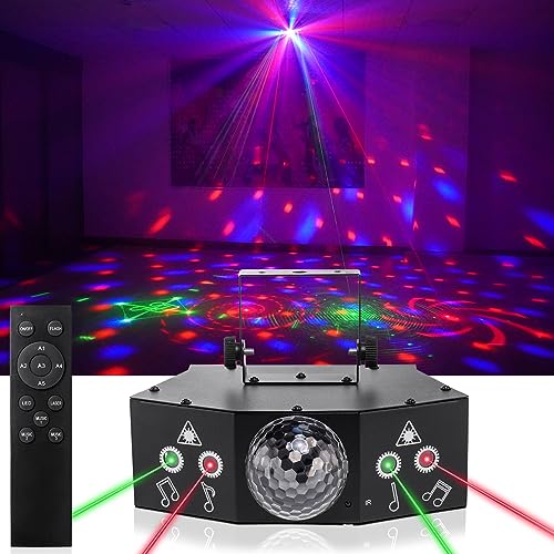 LAUCNPTY DJ Disco Ball Party Lights with DMX512 and Sound Activated, LED Stage Lighting Show Strobe Light for Parties Indoor Dance Wedding Karaoke Bar KTV Club Christmas Halloween Music Rave Lamp