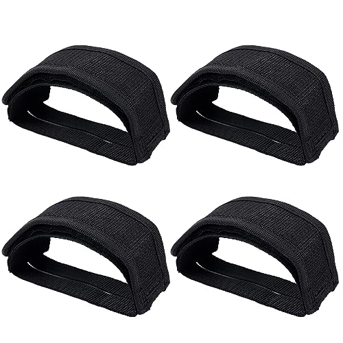 2 Pairs Bike Pedal Straps, Toe Clips Straps Anti Skidding Adjustable Bicycle Foot Straps Double Adhesive Bike Pedal Toe Clip Strap Belts Compatible with BMX, MTB, City Bicycle (Black)