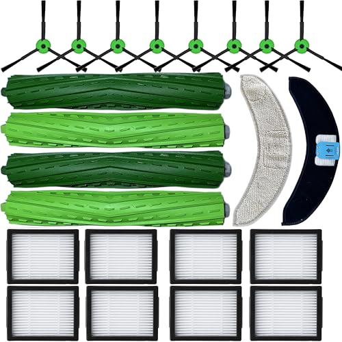 Replacement Parts Accessories Specific for iRobot Roomba Combo 10 Max J9 J7+/Plus Vacuum Cleaners :Microfiber Moping Pad X2 Side Brush X8 Filter X8 Roller Brush X8