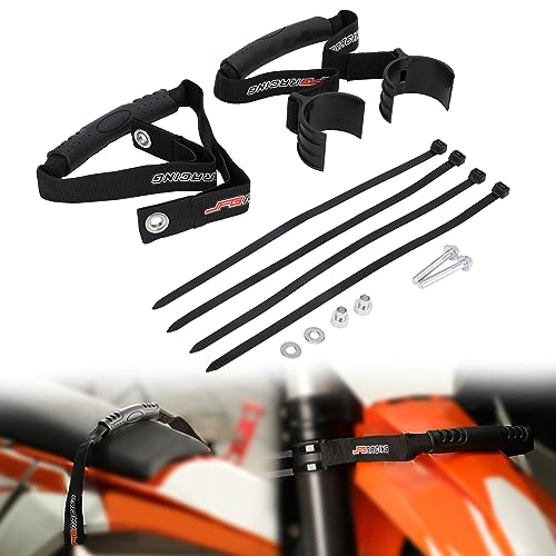 Dirt Bike Front Rear Rescue Strap with Grab Handle Pull Drag Belt Adjustment Universal for Motorcycle Pit Bike Off Road Motocross Black