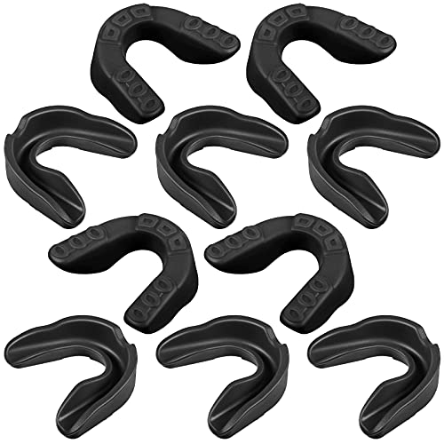 10 Pcs Sport Mouth Guards Gum Teeth Armor Game Guard for Boxing Basketball Football Hockey Karate Basketball Rugby Match (Black)