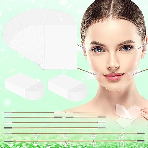 Face Lift Tape,100 Pieces Face Tape with 8 Lifting Ropes,Face Tape Lifting Invisible with String,Face Lift Tapes and Bands,Invisible Face Lifter Tape for Makeup Facial Wrinkles Saggy Skin Waterproof