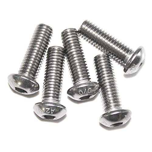 M6-1.0 x 25 mm Button Head Socket Cap Screws, ISO7380, 18-8 Stainless Steel, Allen Hex Drive by Fullerkreg, Quantity 25, Come in a Plastic Case