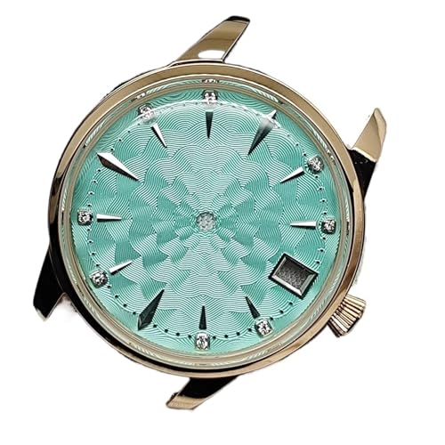 XUKKJI 33MM Rose Gold Watch Case with Dial Set Women's Case For NH35 For NH36 Movement Bubble Crystal Watch Accessories (687-7 Rose set)
