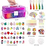 INSCRAFT 17500+ Rubber Loom Bands with 3 Layer Container, 28 Colors, 600 S-Clips, 352 Beads, 40 Cartoon Pendant, Bracelet Making Refill Kit for Kids