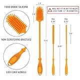 Kitchiny 12.5" Silicone Bottle Brush & Straw Cleaner Brush Set, Bottle Cleaner Brush for Hydro Flasks, Sports Bottles & Reusable Straws, Water Bottle Brush Cleaner for Narrow Neck Containers