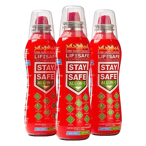 LifeSafe Technologies StaySafe All-in-1 Portable Fire Extinguisher | Easy to Use Compact Fire Spray for 10 Types of Fires | Non-Toxic & Eco-Friendly For Home, Kitchen, Car, Garage, Boat
