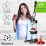 Eurolux Cast Iron Citrus Juicer | Extra-Large Commercial Grade Manual Hand Press | Heavy Duty Countertop Squeezer for Fresh Orange Juice (Bonus Stainless Steel Cup) (Black)