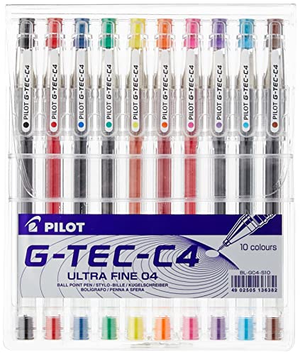 Pilot G - Tec C4 Gel Microtip Rollerball 0.4 mm - Assorted, Pack of 10