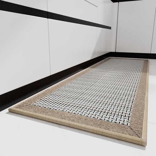 PADOOR Kitchen Mats for Floor, Kitchen Rugs Non Slip Washable, Rubber Backed Kitchen Runner Super Absorbent Long Kitchen Floor Mat Sink Rug, 20”x70” Brown