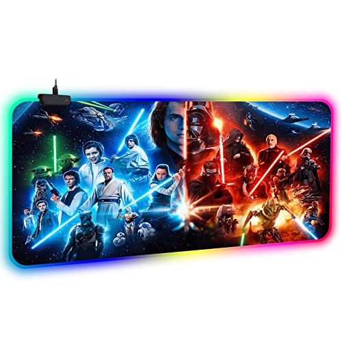 Anime Mouse pad,RGB Gaming Mouse Pad 14 Lighting Modes,Large LED Mousepad 31.5X15.7 X0.16IN Wiith Non-Slip Rubber Base, for Boys and Girls