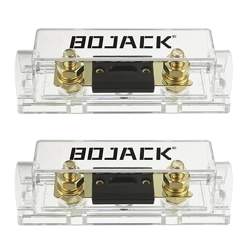 BOJACK 0/2/4 Gauge ANL Fuse Holder and 100 Amp ANL Fuses for 0 2 4 8 Gauge AWG Fuse Block, Fuse Box, Automotive Fuse Holder 100A (Pack of 2)