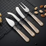 CATHYLIN REVERIE Collection 4-piece Stainless Steel Butter Spreader Cheese Knife, Giftable Butter Knives set, Bread Knife set (Gold Cheese Knife set)