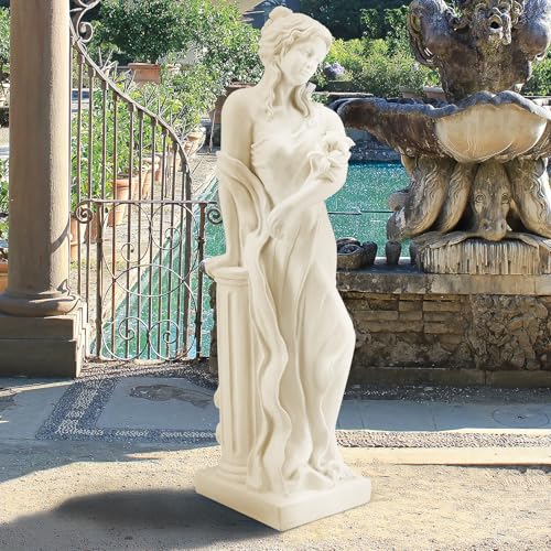 YOLENY 51'' Large Outdoor Garden Nymph Statue, Goddess of Spring Flowers, Roman Style Sculptures Decorations, Religious Garden Statue for Patio Lawns
