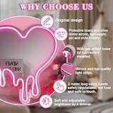 BDUN Heart Neon Sign for Wall Decor, Adjustable Brightness Heart Neon Mirror with Light, USB Powered 17" X 15" LED Heart Neon Light for Teen's Bedroom, Birthday, Girl's Gift