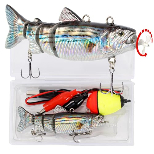 Robotic Swimming Fishing Bait Electric Lures 3.5" USB Rechargeable LED Light Wobbler 4-Segement Multi Jointed Swimbait Hard Lures Fishing Tackle
