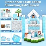 100PCS Magnetic Blocks-Frozen Snow Magnetic Blocks, Magnetic Blocks for Kids Ages 4-8,Magnetic Cubes for Boys & Girls, Princess Castle STEM Sensory Kids Games Toys for Toddler Gifts for 3+