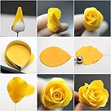 10 Pcs Austin Rose Cutter Set and 2 Pcs Rose Petals Shape Silicone Fondant Mold Veining Petal Sugar Flower Making Tool Cake Decorating Gumpaste Flowers Decor Kit