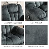 EBELLO 2 Piece Reclining Living Room Set, Soft Fabric Manual Recliner Sofa Furniture Set, Included Recliner Chair with Massage and Heat and 3 Seat Recliner Sofa, Green Grey(Recliner+Sofa)